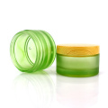 cosmetic packing 200ml frosted green glass face cream jars containers with lids